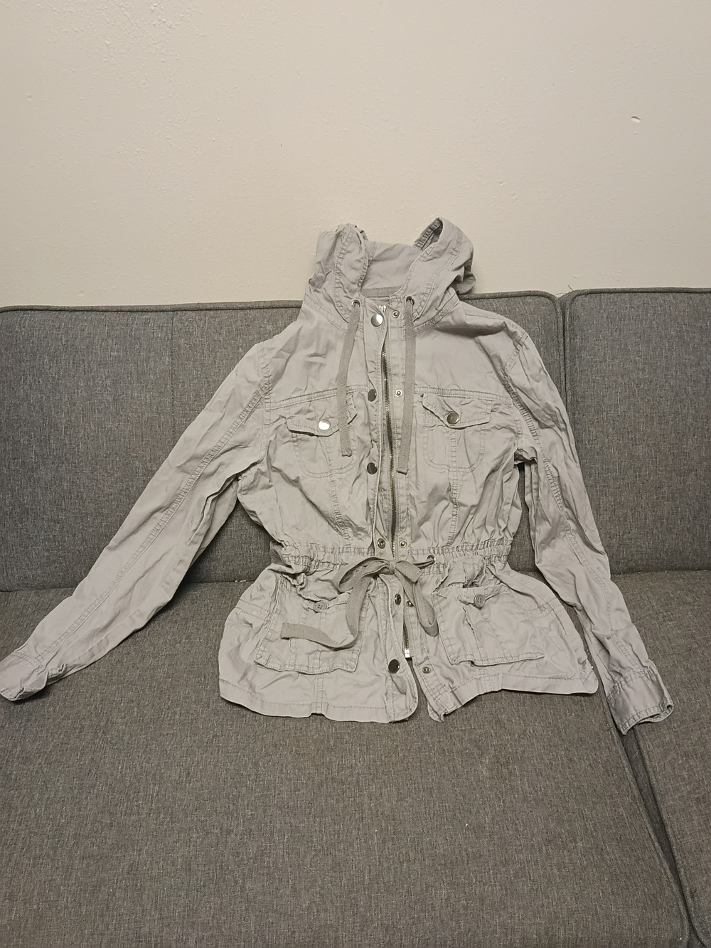 Light Gray Hooded Anorak Bomber Jacket